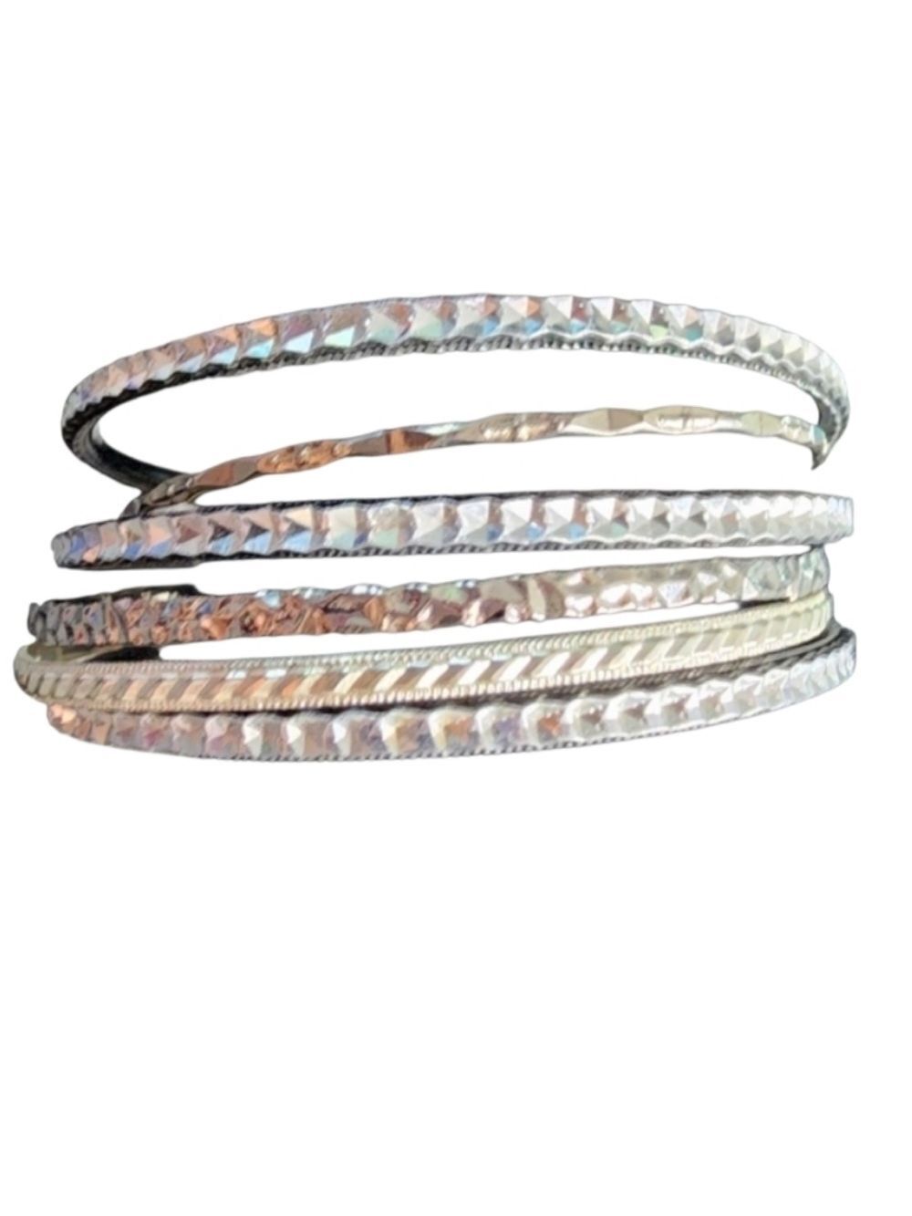 Silvertone Textured Bangle Bracelet Set